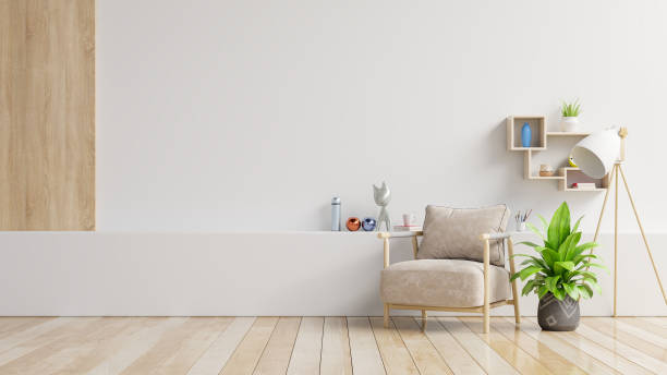 istock The interior has a armchair on empty white wall background. 1248017838
