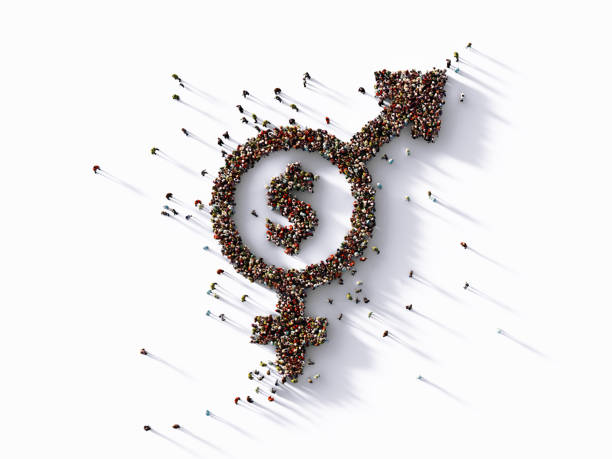 istock Human Crowd Forming Financial Equality Symbol on White Background 1248055589