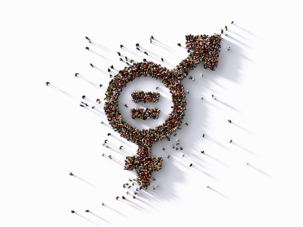 Human Crowd Forming Gender Equality Symbol on White Background