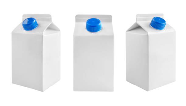 istock Juice and milk blank white carton boxes with different view isolated on white. 1248063666