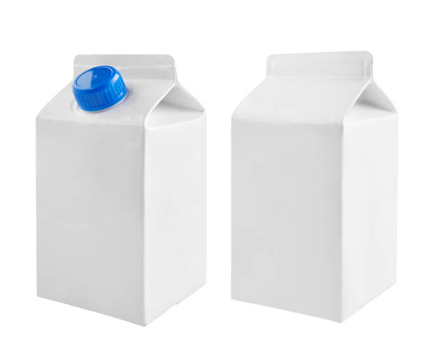 istock Juice and milk blank white carton boxes with different view isolated on white. 1248064861