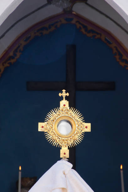 monstrance raised to the top stock photo