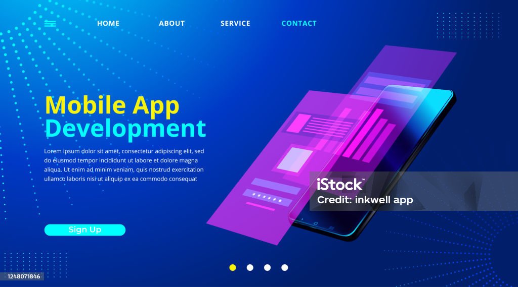 App Development Mobile Banner Web Vector Illustration Stock ...