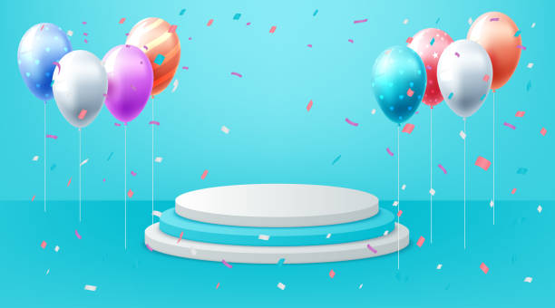 istock Realistic colorful Birthday poster with balloons. Vector illustration 1248071857