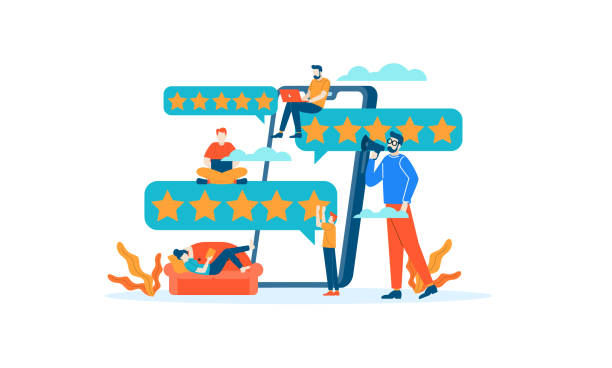 illustrations, cliparts, dessins animés et icônes de achievment star review évaluation personnes donnent des commentaires illustration plate - ranking rank number financial figures