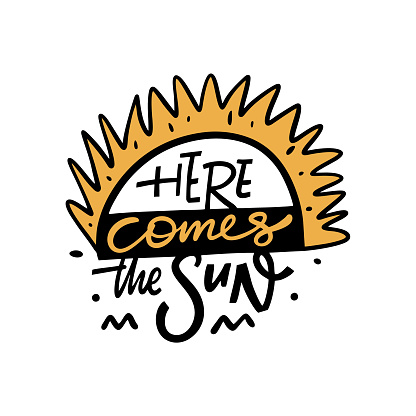 Ilustración de Aquí Viene La Frase De Las Letras Del Sol Tipografía