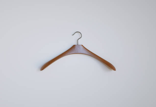 istock Brown Wooden Hanger Isolated on White Background, 3d Rendering 1248079392