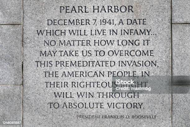Inscription About Pearl Harbor On The World War Ii Memorial Stock Photo - Download Image Now