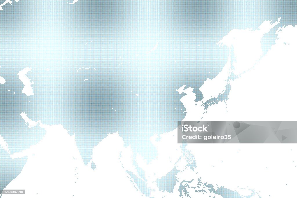 Blue Dotted East Asia Map Stock Illustration - Download Image Now - Map