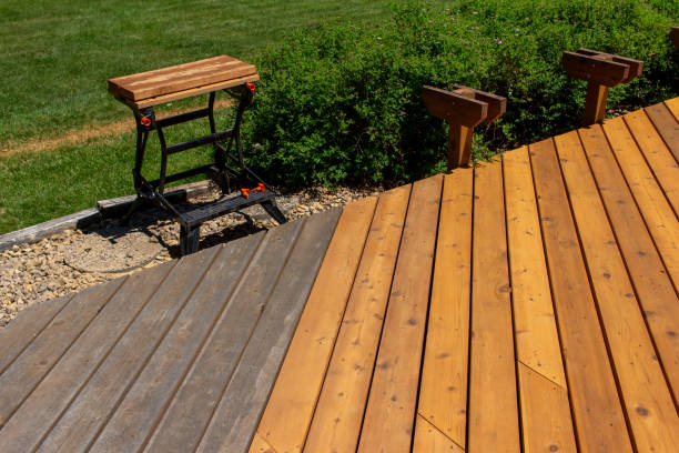 istock View of a partially completed cedar wood deck under construction 1248096623
