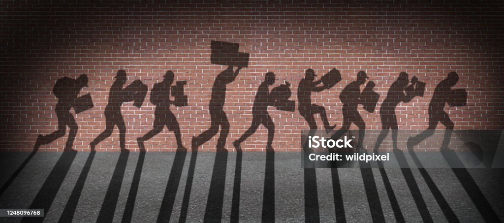 Looters And Looting Looters and looting and stealing from shops during a violoent riot after curfew as criminals taking goods illegaly from closed stores in a 3D illustration style. Looting Stock Photo