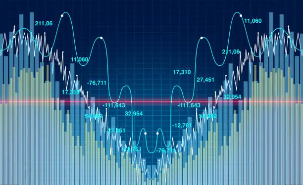 V shape recovery economic chart and reopening the economy as a business rebound concept for financial markets recovering after a recession dip in a 3D illustration style.