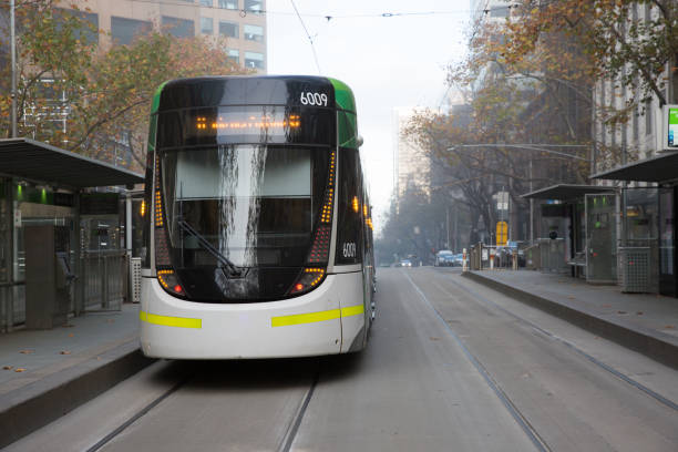 Melbourne Tram on Collins Street stock photo