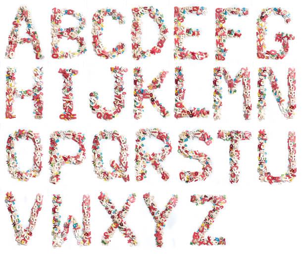 istock Colorful wood alphabet letters set on white background 1248113876