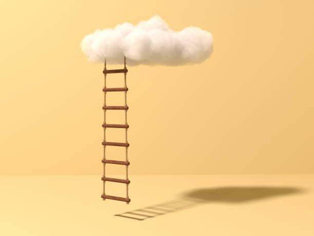 istock Rope-ladder to growth, clouds, future concept. Success and progress concept. 1248117693