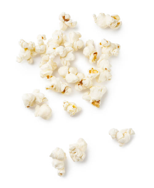 istock Heap of salted popcorn, isolated on white background. Top view. 1248118367