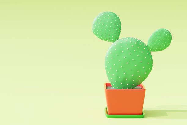 istock Cactus in cartoon minimal style with light green background. 1248120738