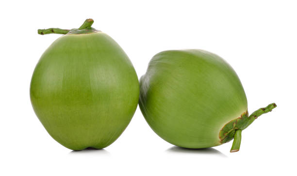 istock Green coconut fruit isolated on white background 1248121245