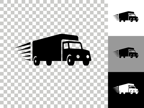 Delivery Trucks Icon on Checkerboard Transparent Background. This 100% royalty free vector illustration is featuring the icon on a checkerboard pattern transparent background. There are 3 additional color variations on the right..