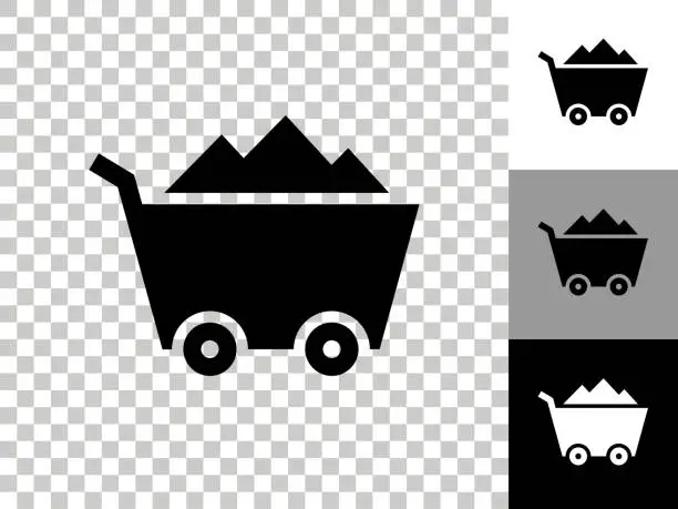 Vector illustration of Mine Cart Icon on Checkerboard Transparent Background