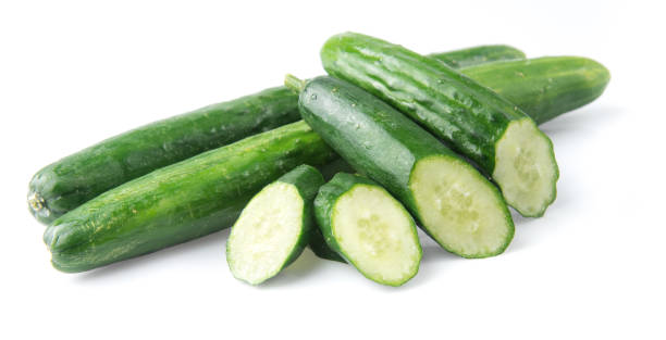 istock Cucumber and slices isolated over white background. 1248125850