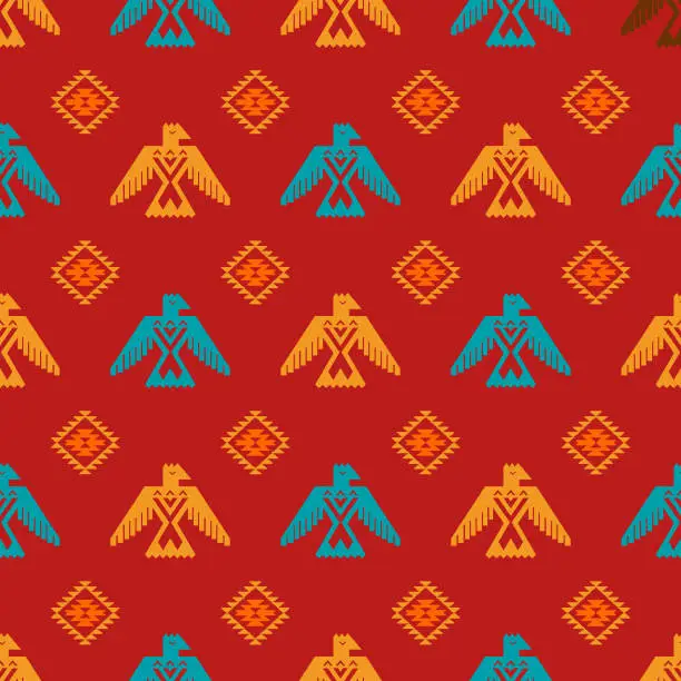Vector illustration of Eagles and rhombus seamless pattern