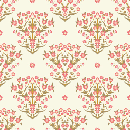 Summer floral seamless pattern of pink flowers