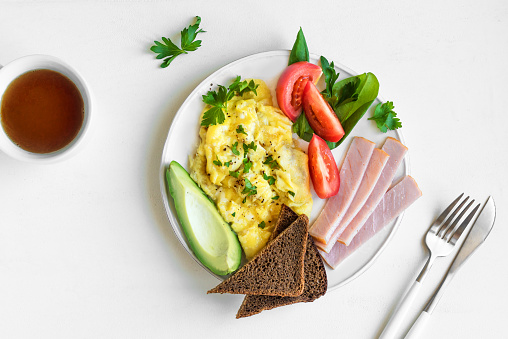istock breakfast with scrambled eggs 1248132023