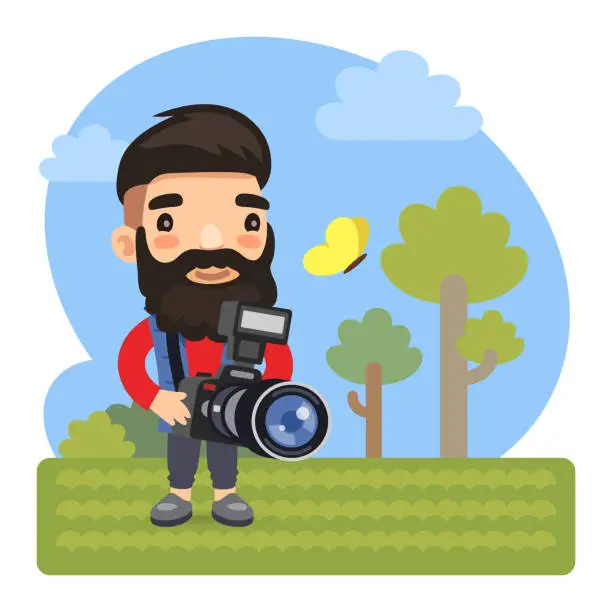 Vector illustration of Cartoon Photographer with Camera