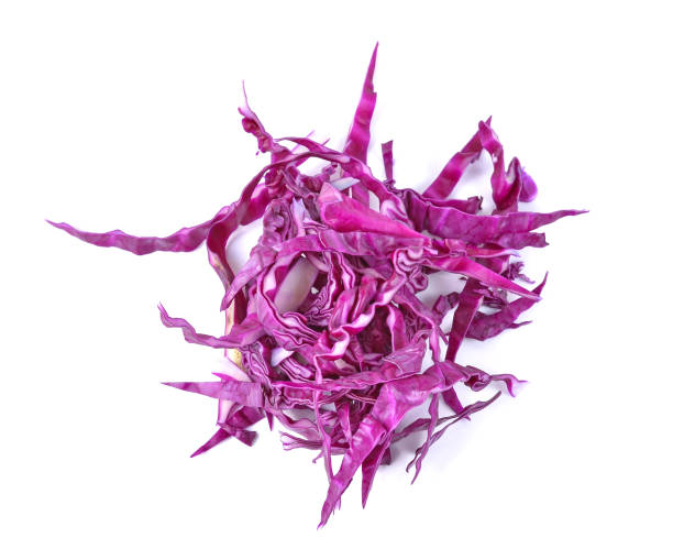istock Top view of purple cabbage isolated on white background 1248135435