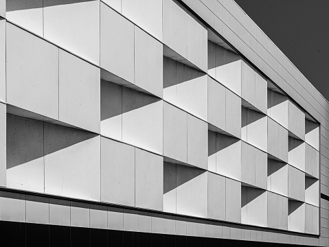 a modern facade following a geometric pattern