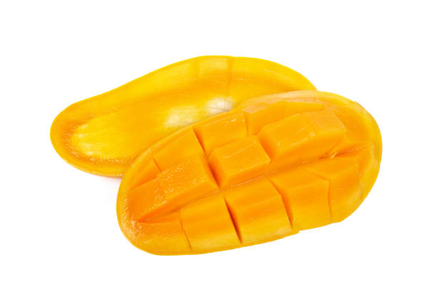 istock Ripe mangoes on a white background 1248143470