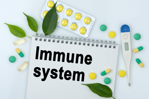 istock On the table are pills, a thermometer, leaves and a notebook with the inscription -Immune system 1248145113