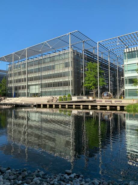 istock Empty office buildings in business park 1248145981