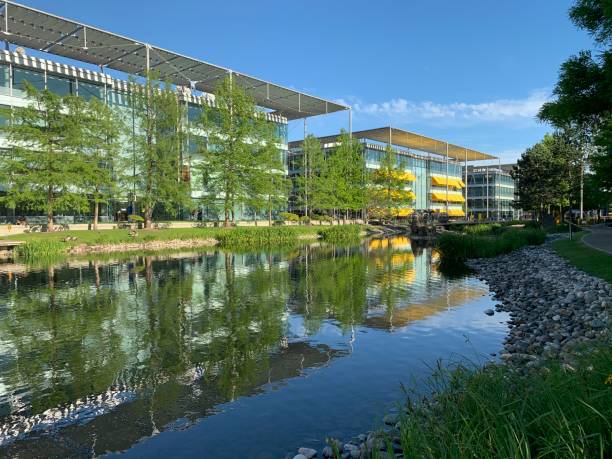 istock Empty office buildings in business park 1248146061