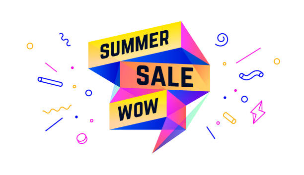 ilustrações, clipart, desenhos animados e ícones de venda de verão. banner de venda 3d com texto summer sale wow - bubble large percentage sign symbol
