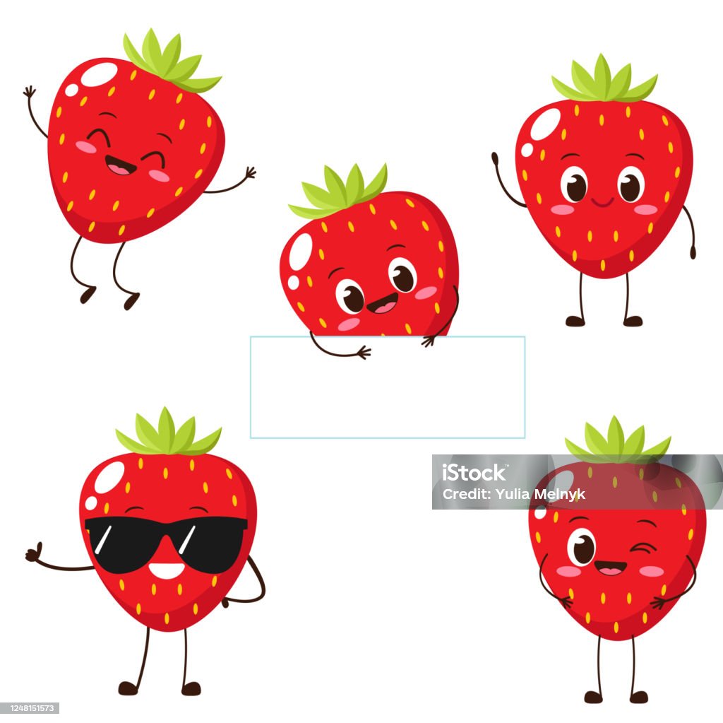 Strawberry Character With Funny Face Stock Illustration - Download ...