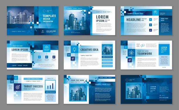 Presentation Templates, Abstract Geometric Pixel Background vector Template Presentation Templates, Abstract Geometric Pixel Background vector Template Brochures, Business ideas, Infographic elements Template design set for Present, flyer, leaflet, Booklet, invitation card, annual report. pamphlet stock illustrations