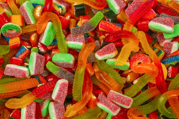 istock Assorted gummy candies. Top view. Jelly  sweets background. 1248156899
