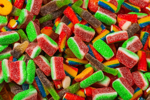istock Assorted gummy candies. Top view. Jelly  sweets background. 1248156935