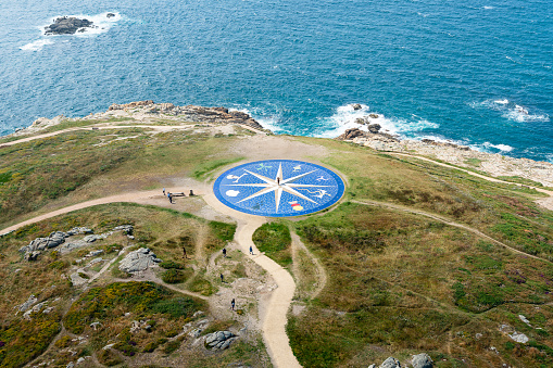 La Coruña, Galicia, Spain . July 6, 2019: The wind rose as seen from the hercules tower