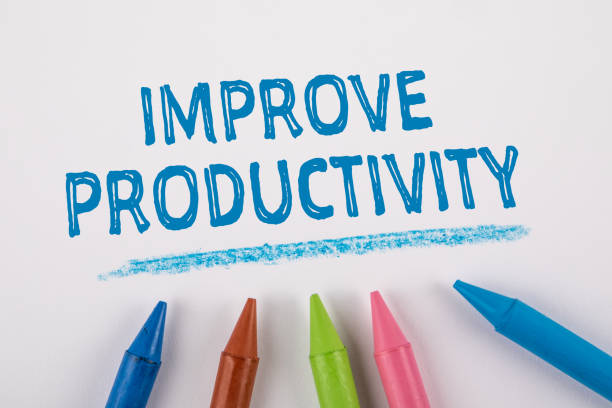 istock IMPROVE PRODUCTIVITY concept. Text on a white page 1248161328