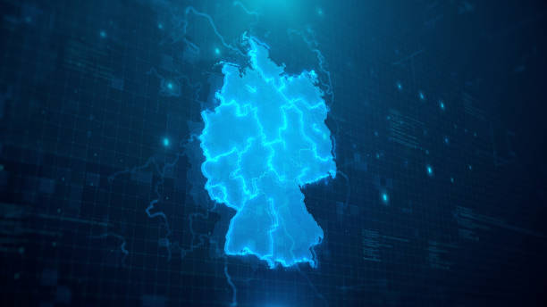 istock Map of Germany with regions on blue background 1248165913