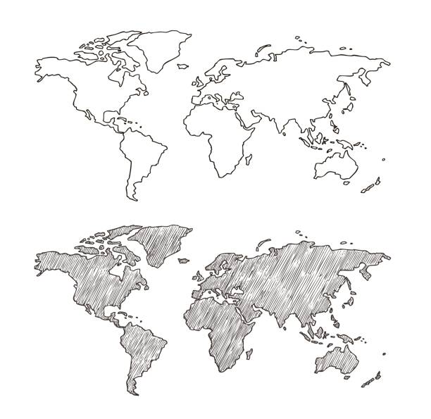 istock Sketch world map.Vector hand drawn illustration. Earth planet with continents,islands and oceans. 1248176415