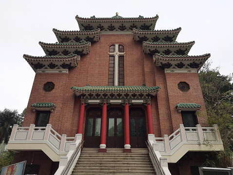 Sheng Kung Hui St. Mary's Church facade, an heritage listed building in Causeway Bay, Hong Kong.