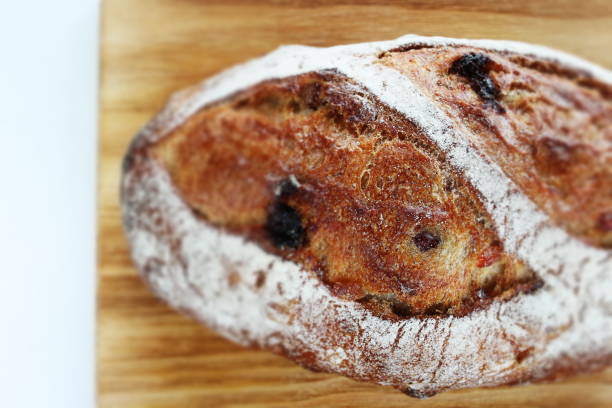 istock Dried fruit raisin French bread with copy space 1248179111