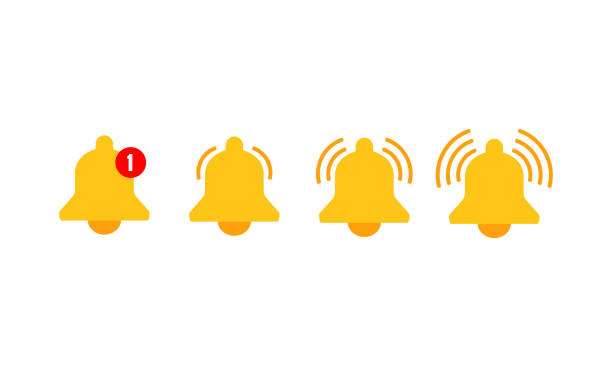 ilustrações de stock, clip art, desenhos animados e ícones de notification bell icons set for incoming inbox message. vector ringing bell. new message on isolated background. eps 10 vector - ringing bell