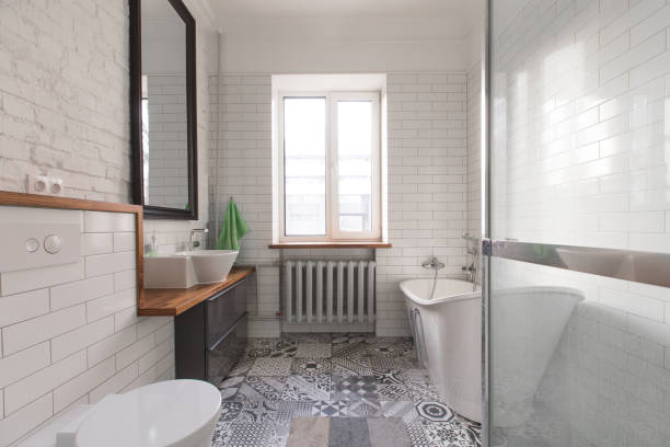 istock Bathroom pastel and nude colours spectacular bath 1248194669
