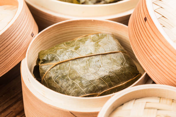 istock Steamed sticky rice chicken with lotus leaf 1248195759