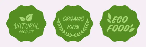 Vector illustration of Natural, organic product, eco label. Vector illustration